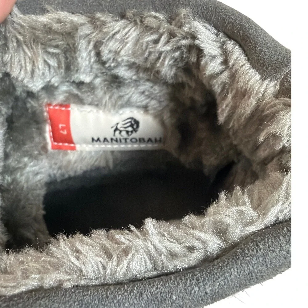 Manitobah Mukluks Grey Suede Beaded Fur Trim Winter Boots Womens Size 7 L7